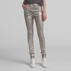 RAG & BONE Silver Metallic High Rise Skinny Jeans